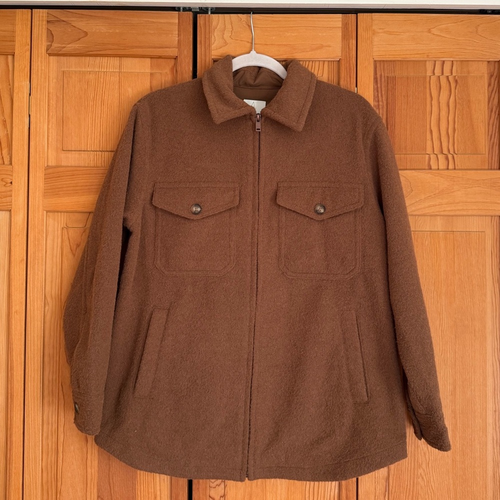 Joie Camel Full Zip Oversized Jacket